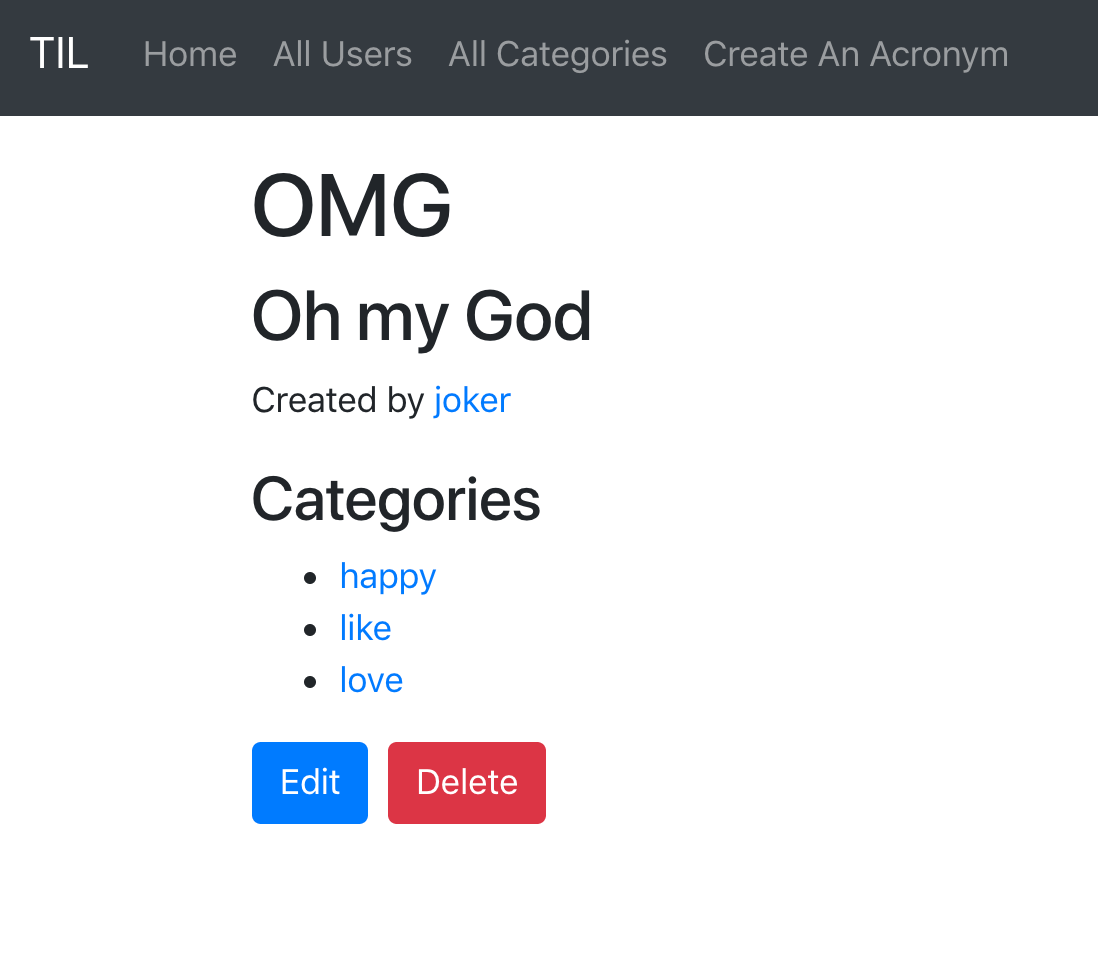 acronym edit categories