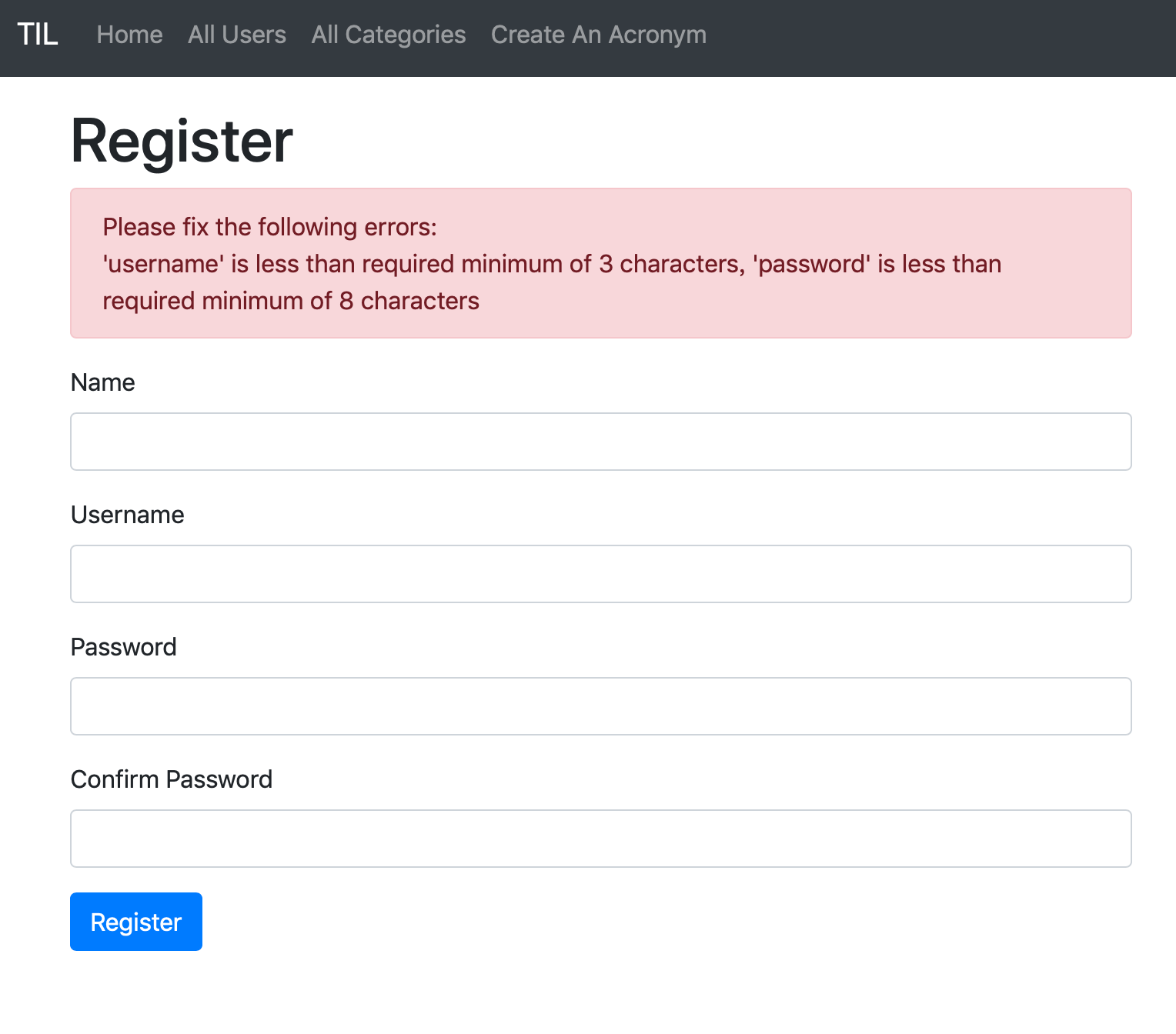 register validation