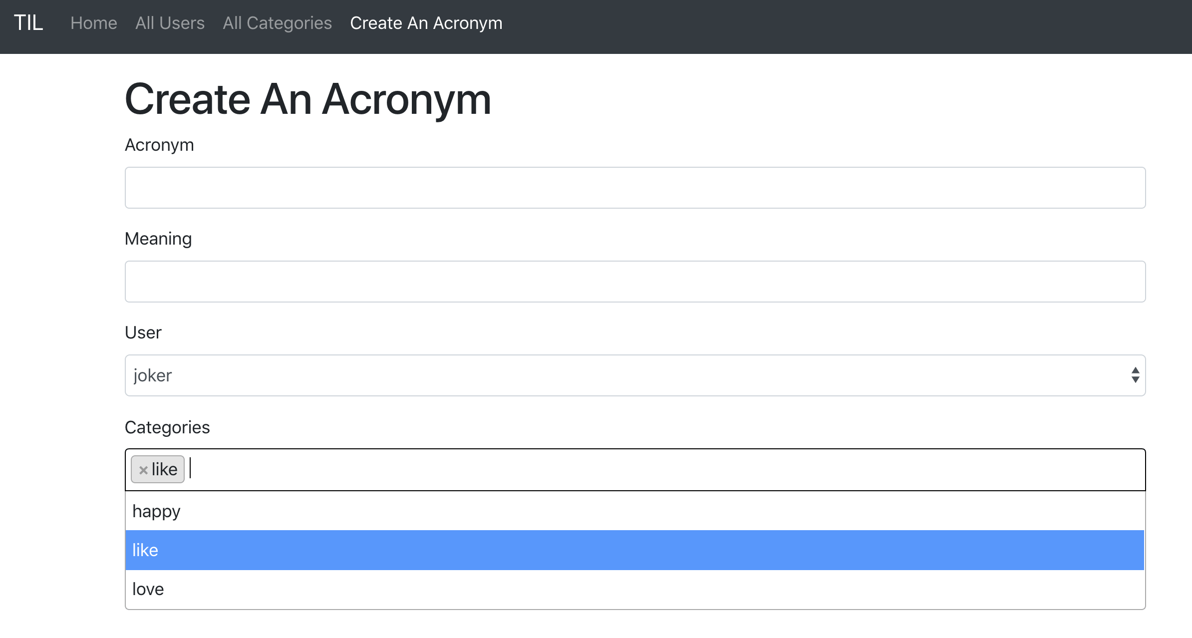 select2 category tags